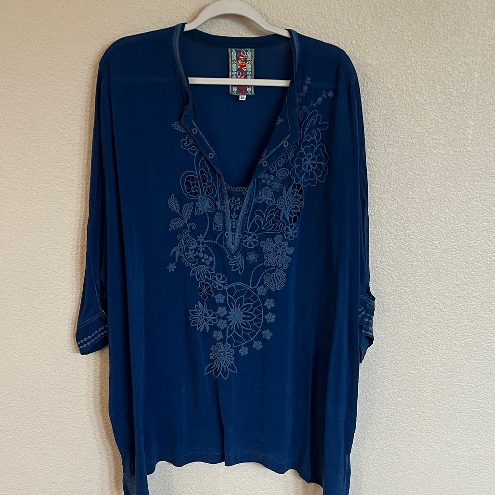 Johnny Was Deep Blue Floral Tunic